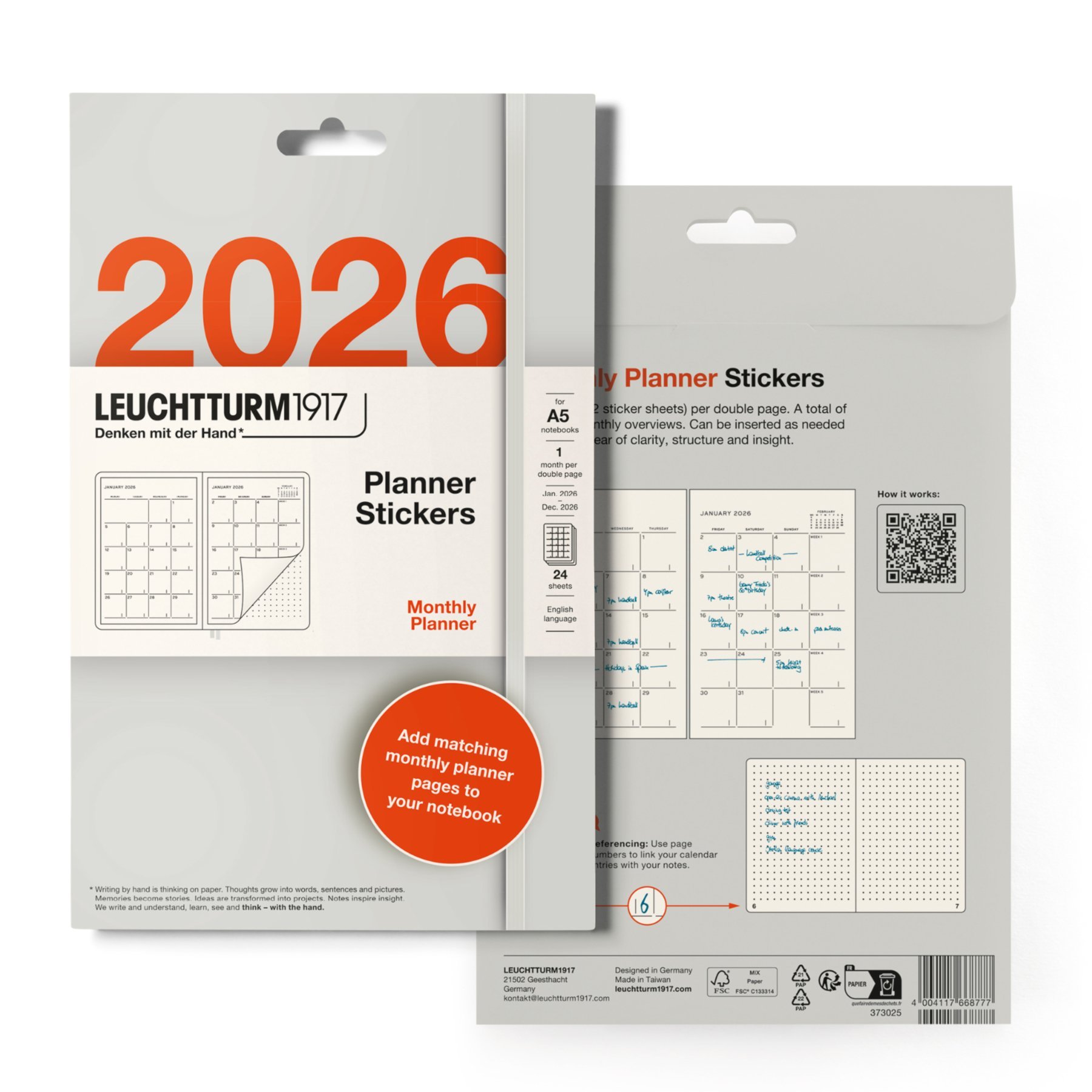 Leuchtturm1917 Sticker 2026, Aylık