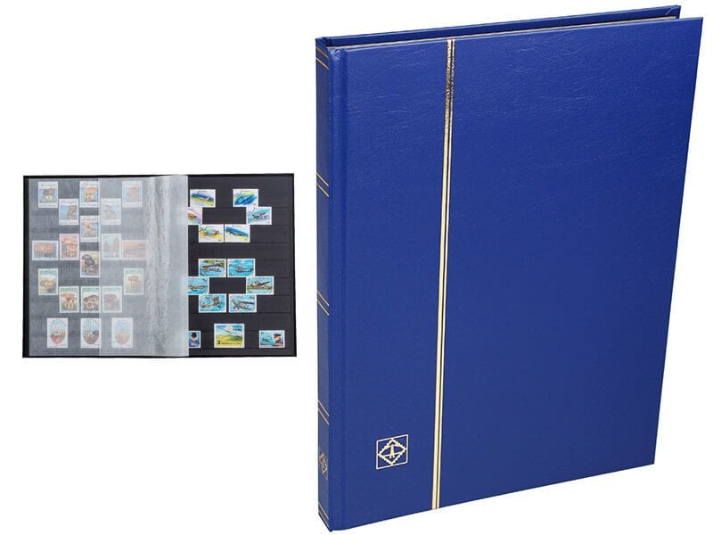 Leuchtturm BASIC Stamp Black Book étage, Couverture rigide, 16 feuilles Page 32 - Bleu - A4 +