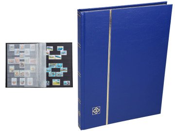 Leuchtturm BASIC Stamp Black Book étage, Couverture rigide, 16 feuilles Page 32 - Bleu - A4 +