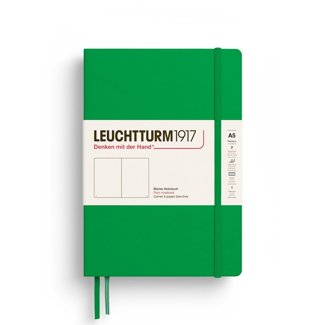 Leuchtturm1917 Not Defteri Orta Boy (A5), Sert Kapak, 251 Numaralandırılmış Sayfa, Bahar Yaprağı - Düz