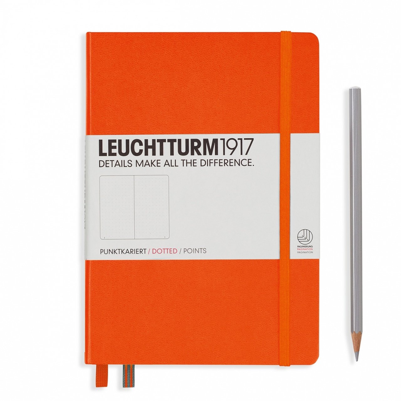 Leuchtturm1917 Not Defteri Orta Boy (A5), Sert Kapak, 249 Numaralandırılmış Sayfa, Turuncu - Noktalı