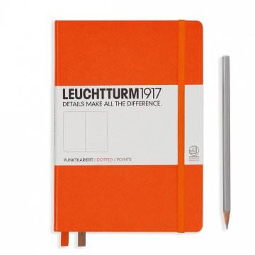 Leuchtturm1917 Not Defteri Orta Boy (A5), Sert Kapak, 249 Numaralandırılmış Sayfa, Turuncu - Noktalı