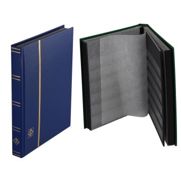 Leuchtturm Pul Defteri BASIC Siyah Zemin, Sert Kapak, 16 Yaprak 32 Sayfa - Mavi - A5