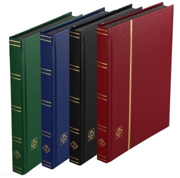 Leuchtturm Pul Defteri BASIC Siyah Zemin, Sert Kapak, 16 Yaprak 32 Sayfa - Mavi - A5