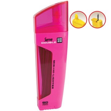 SERVE Double Mekanik Kurşun Kalem Ucu 0.5 mm + Fosforlu Kalem, Pembe