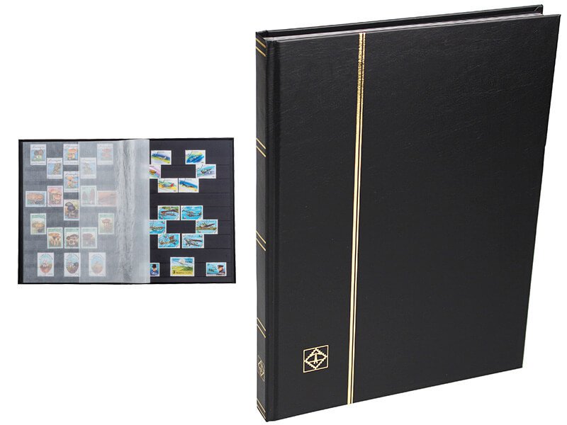 Leuchtturm Pul Defteri BASIC Siyah Zemin, Sert Kapak, 16 Yaprak 32 Sayfa - Siyah - A4+