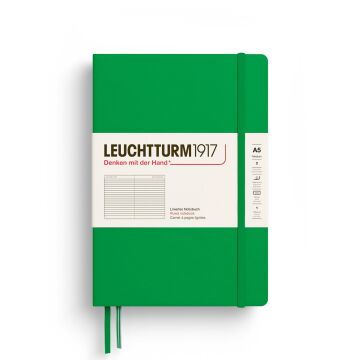 Leuchtturm1917 Not Defteri Orta Boy (A5), Sert Kapak, 251 Numaralandırılmış Sayfa, Bahar Yaprağı - Çizgili