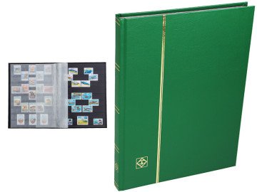 Leuchtturm BASIC Stamp Black Book étage, Couverture rigide, 32 Page 16 Feuille - Vert - A4 +