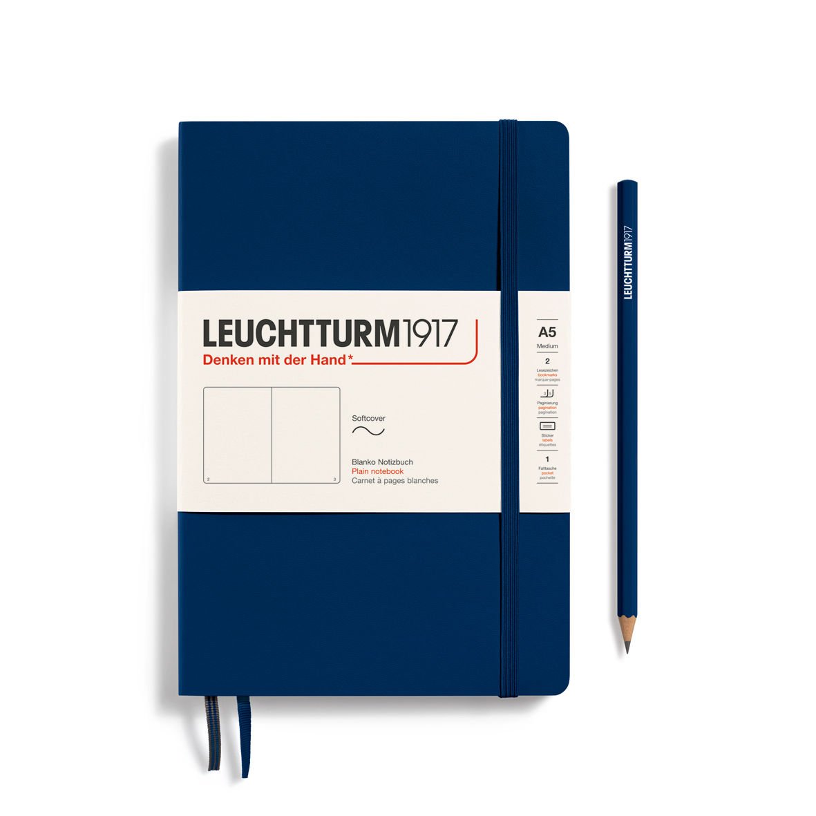 Leuchtturm1917 Not Defteri Orta Boy (A5), Yumuşak Kapak, 121 Numaralandırılmış Sayfa, Lacivert - Düz