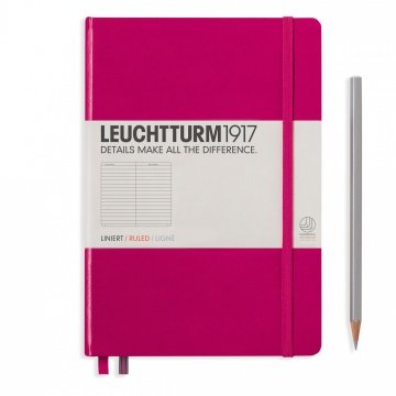 Leuchtturm1917 Not Defteri Orta Boy (A5), Sert Kapak, 249 Numaralandırılmış Sayfa, Vişne - Çizgili