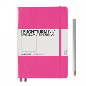 Leuchtturm1917 Not Defteri Orta Boy (A5), Sert Kapak, 249 Numaralandırılmış Sayfa, Yeni Pembe - Noktalı