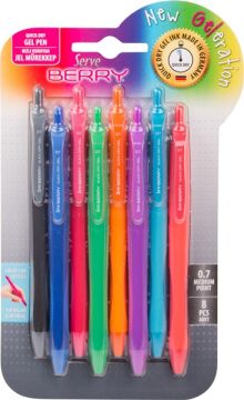SERVE Berry Hızlı Kuruyan Jel Kalem 0.7 mm 8'li Set