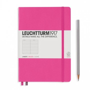 Leuchtturm1917 Not Defteri Orta Boy (A5), Sert Kapak, 249 Numaralandırılmış Sayfa, Yeni Pembe - Çizgili