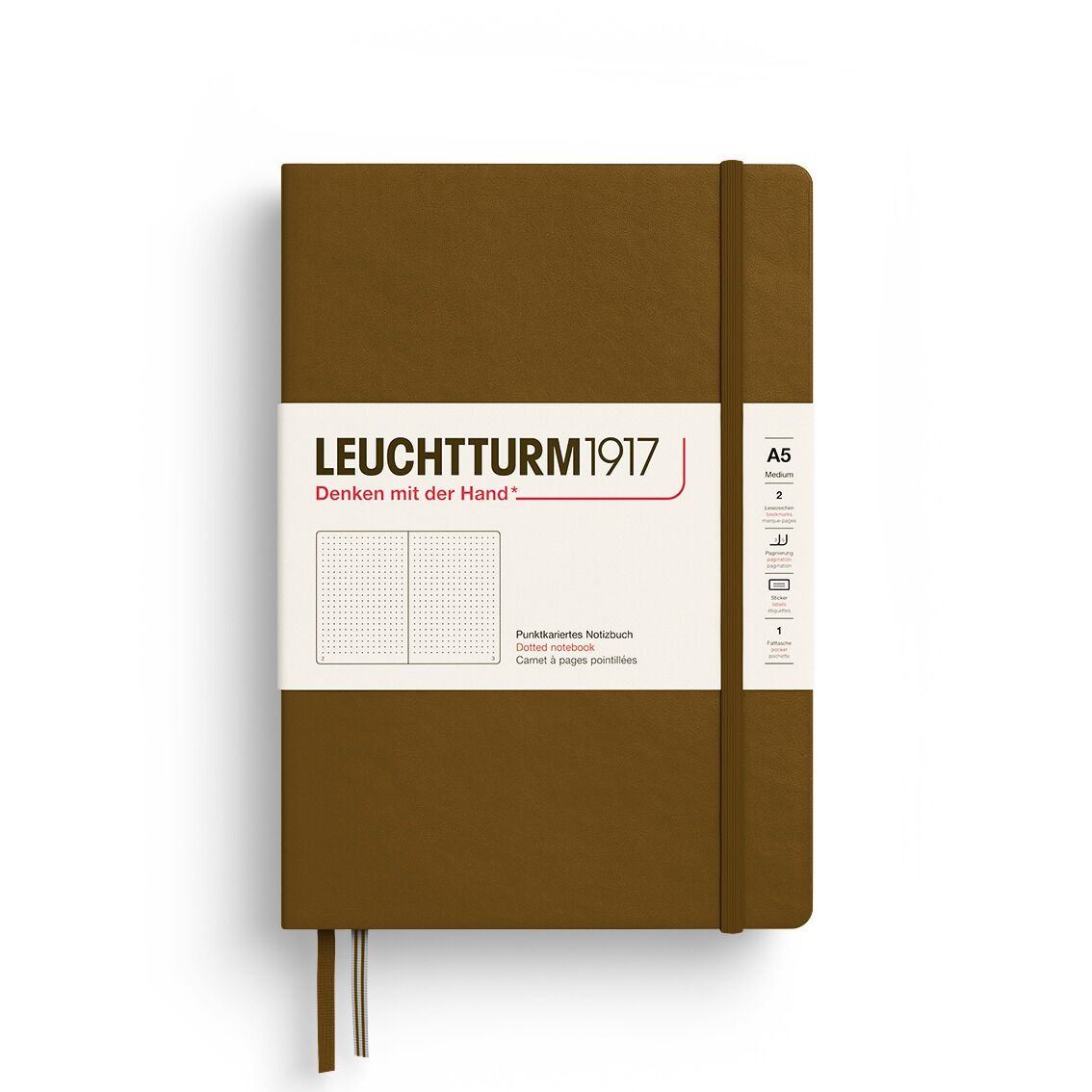 Leuchtturm1917 Not Defteri Orta Boy (A5), Sert Kapak, 251 Numaralandırılmış Sayfa, Baharat Kahvesi - Noktalı