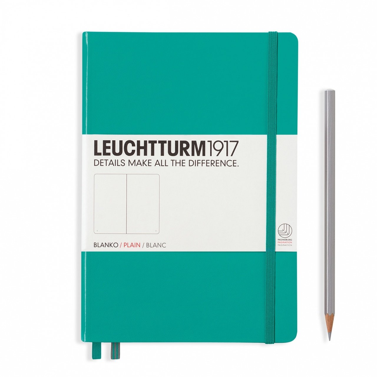 Leuchtturm1917 Not Defteri Orta Boy (A5), Sert Kapak, 249 Numaralandırılmış Sayfa, Zümrüt Yeşili - Düz