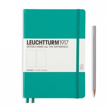 Leuchtturm1917 Not Defteri Orta Boy (A5), Sert Kapak, 249 Numaralandırılmış Sayfa, Zümrüt Yeşili - Düz