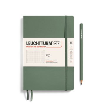 Leuchtturm1917 Not Defteri Orta Boy (A5), Yumuşak Kapak, 121 Numaralandırılmış Sayfa, Zeytin Yeşili - Noktalı