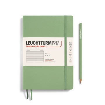Leuchtturm1917 Not Defteri Orta Boy (A5), Yumuşak Kapak, 121 Numaralandırılmış Sayfa, Adaçayı - Çizgili
