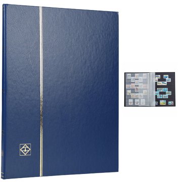 Leuchtturm Pul Defteri BASIC Siyah Zemin, Sert Kapak, 8 Yaprak 16 Sayfa - Mavi - A4+