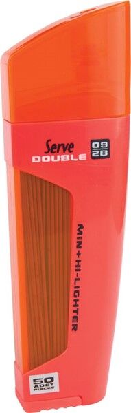 SERVE Double Fosforlu Kalem ve Mekanik Kurşun Kalem Ucu 0.9 mm 2B, Kırmızı