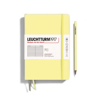 Leuchtturm1917 Not Defteri Orta Boy (A5), Yumuşak Kapak, 121 Numaralandırılmış Sayfa, Vanilya - Çizgili