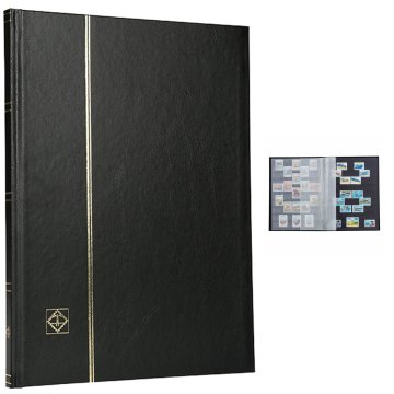Leuchtturm Pul Defteri BASIC Siyah Zemin, Sert Kapak, 8 Yaprak 16 Sayfa - Siyah - A4+