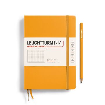 Leuchtturm1917 Not Defteri Orta Boy (A5), Sert Kapak, 251 Numaralandırılmış Sayfa, Gündoğumu Sarı - Noktalı
