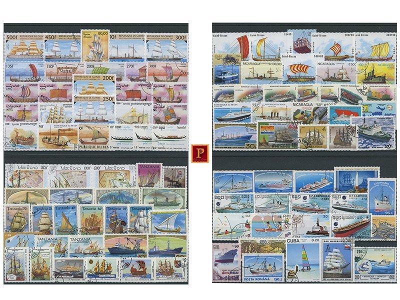 PULKO HistorY 1970 100 Çeşit Damgalı Pul Koleksiyonu Gemiler & Tekneler