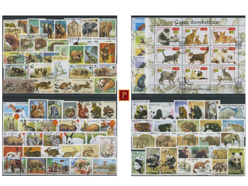 PULKO HistorY 1970 100 Çeşit Damgalı Pul Koleksiyonu Hayvanlar