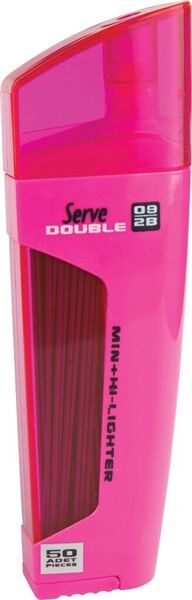 SERVE Double Fosforlu Kalem ve Mekanik Kurşun Kalem Ucu 0.9 mm 2B, Pembe