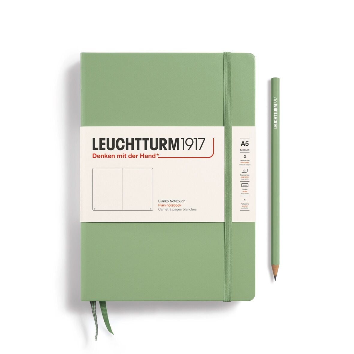 Leuchtturm1917 Not Defteri Orta Boy (A5), Sert Kapak, 251 Numaralandırılmış Sayfa, Ada Çayı - Düz
