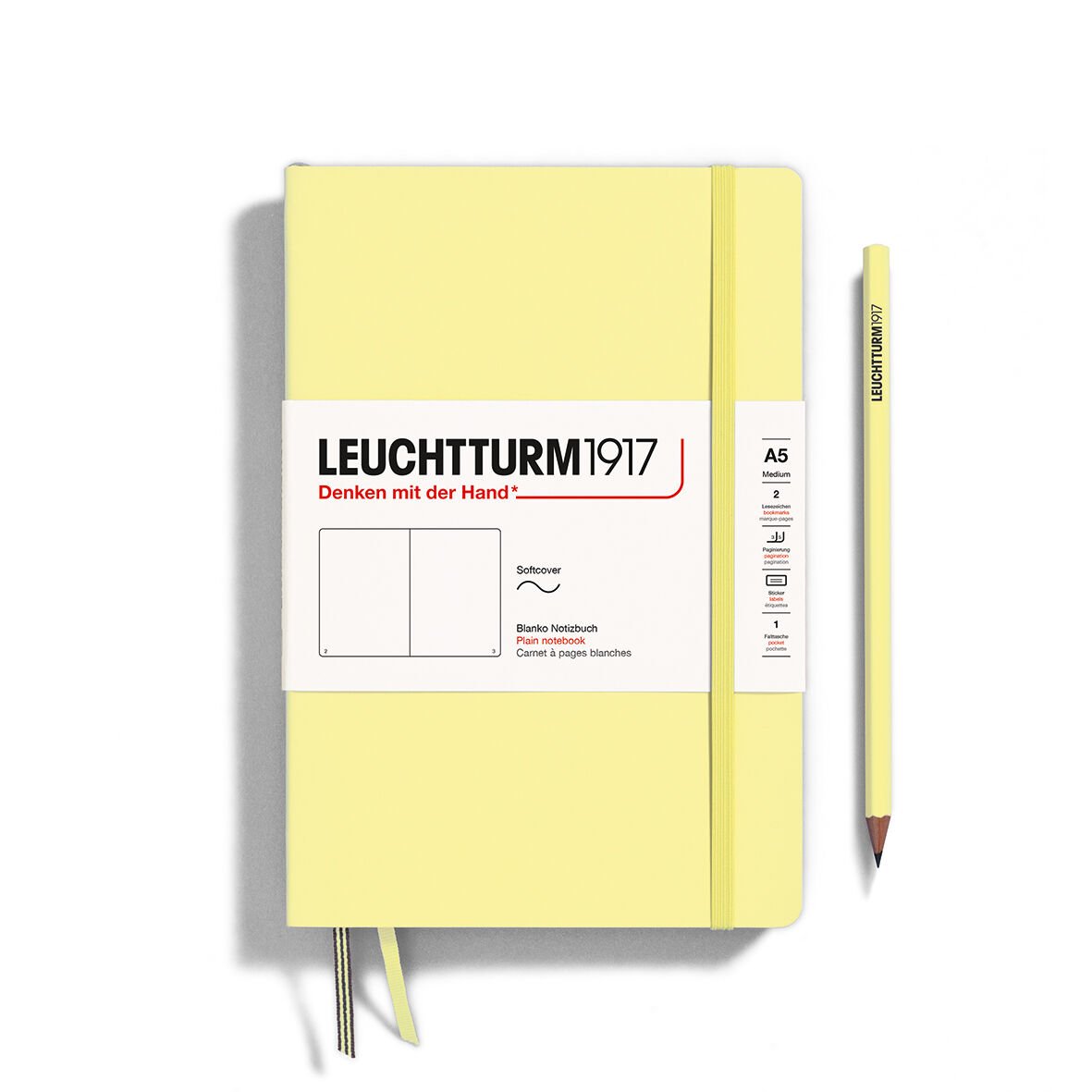 Leuchtturm1917 Not Defteri Orta Boy (A5), Yumuşak Kapak, 121 Numaralandırılmış Sayfa, Vanilya - Düz