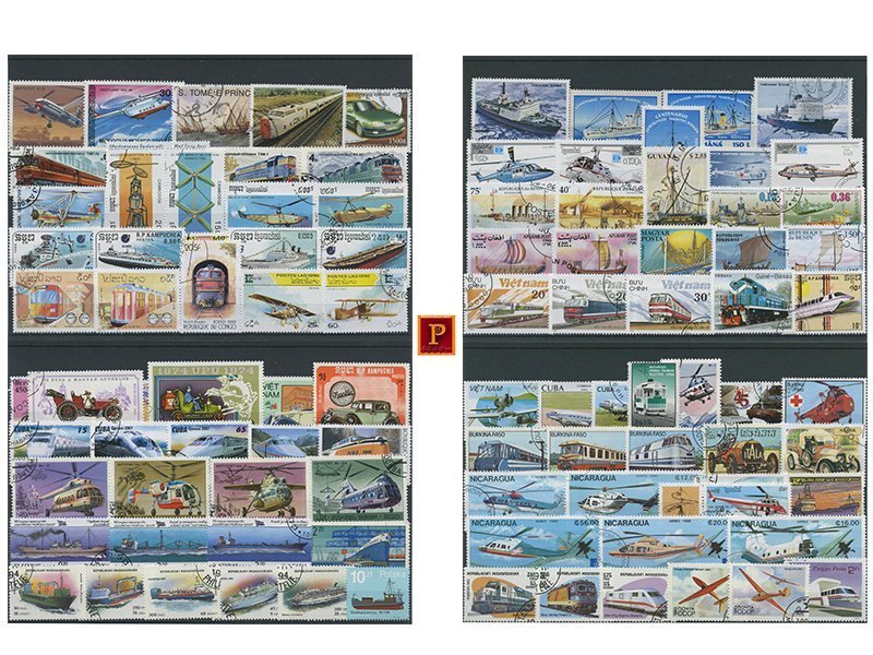 PULKO HistorY 1970 100 Çeşit Damgalı Pul Koleksiyonu Taşıtlar