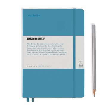 Leuchtturm1917 Orta Boy (A5), LEUCHTKRAFT (Özel Seri) Not Defteri, Noktalı, Sert Kapak, Noktalı - Kuzey Mavi, „WANDERLUST''