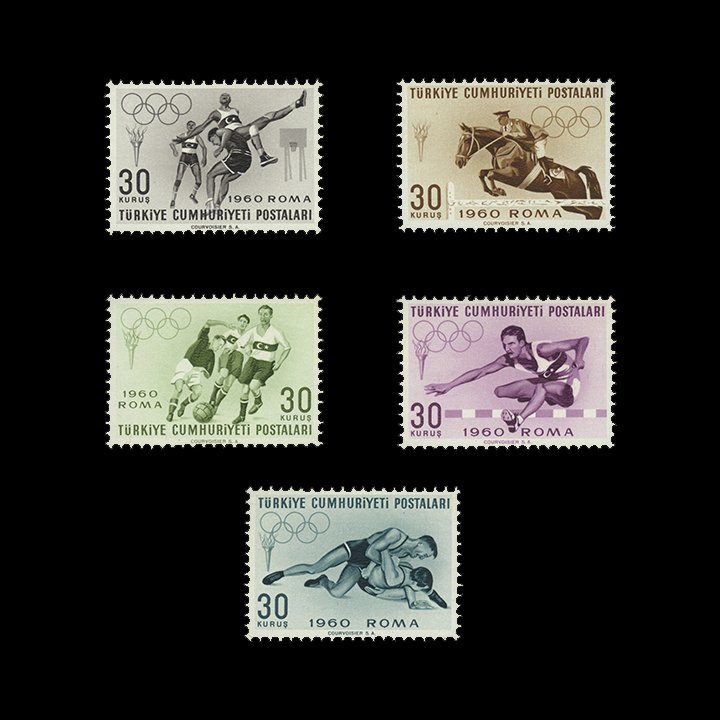 Jeux Olympiques d'été de Rome 1960 (25 août 1960) - Collection de timbres de la République de Turquie