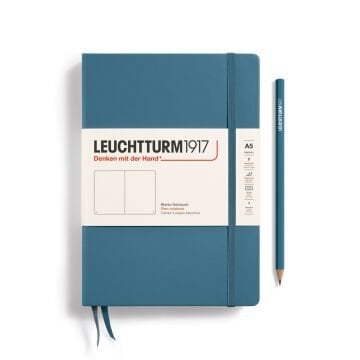 Leuchtturm1917 Not Defteri Orta Boy (A5), Sert Kapak, 251 Numaralandırılmış Sayfa, Taş Mavi - Düz