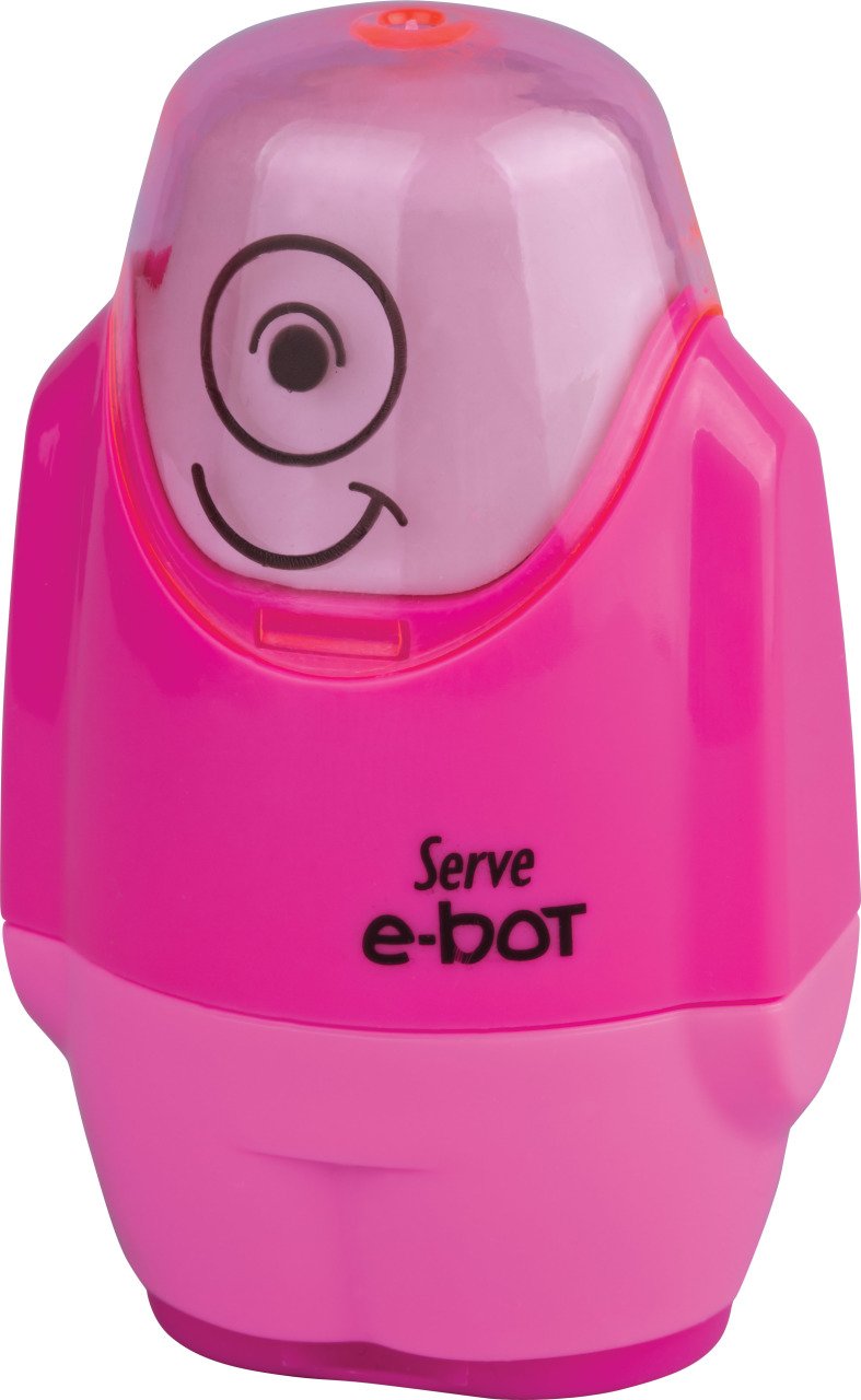 SERVE E-BOT Silgili Kalemtıraş Fosforlu Renkler, Pembe