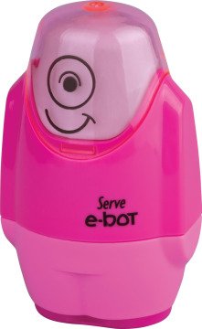 SERVE E-BOT Silgili Kalemtıraş Fosforlu Renkler, Pembe