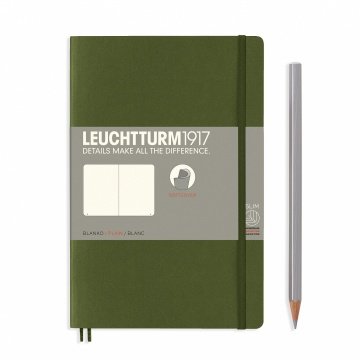 Leuchtturm1917 Not Defteri Çanta Boy (B6+), Yumuşak Kapak, 123 Numaralandırılmış Sayfa, Asker Yeşili - Düz