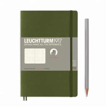 Leuchtturm1917 Not Defteri Çanta Boy (B6+), Yumuşak Kapak, 123 Numaralandırılmış Sayfa, Asker Yeşili - Noktalı