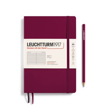 Leuchtturm1917 Not Defteri Orta Boy (A5), Yumuşak Kapak, 121 Numaralandırılmış Sayfa, Liman Kırmızısı - Çizgili