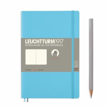 Leuchtturm1917 Not Defteri Çanta Boy (B6+), Yumuşak Kapak, 123 Numaralandırılmış Sayfa, Buz Mavi - Düz