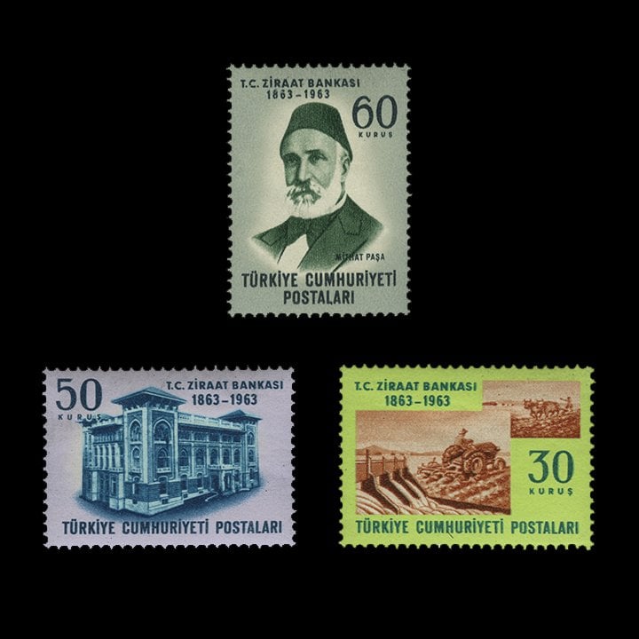 Ziraat Bankasının 100. Yılı (27 Ağustos 1963) - Türkiye Cumhuriyeti Pul Koleksiyonu - Türkiye Cumhuriyeti Pul Koleksiyonu