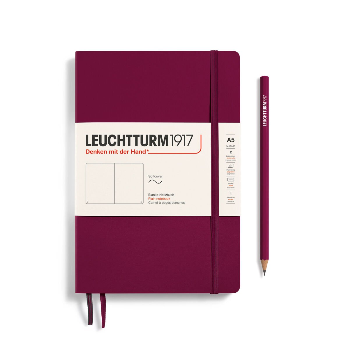 Leuchtturm1917 Not Defteri Orta Boy (A5), Yumuşak Kapak, 121 Numaralandırılmış Sayfa, Liman Kırmızısı - Düz