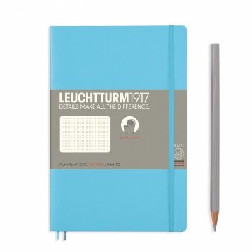 Leuchtturm1917 Not Defteri Çanta Boy (B6+), Yumuşak Kapak, 123 Numaralandırılmış Sayfa, Buz Mavi - Noktalı
