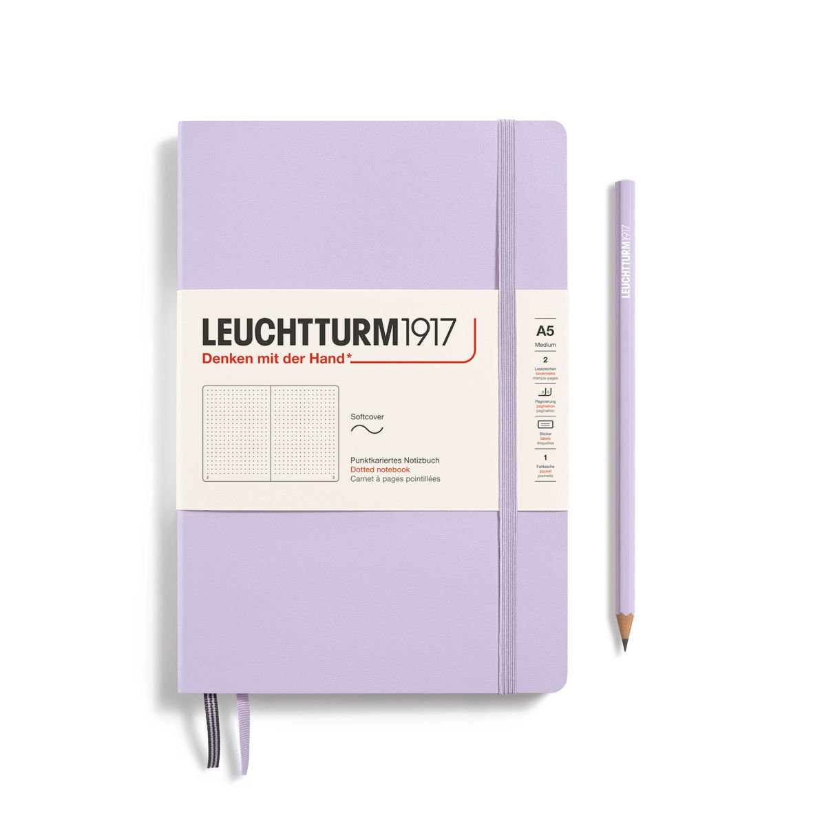 Leuchtturm1917 Not Defteri Orta Boy (A5), Yumuşak Kapak, 121 Numaralandırılmış Sayfa, Leylak - Noktalı