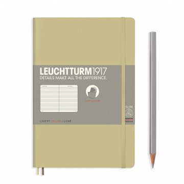 Leuchtturm1917 Not Defteri Çanta Boy (B6+), Yumuşak Kapak, 123 Numaralandırılmış Sayfa, Kum Gri - Çizgili