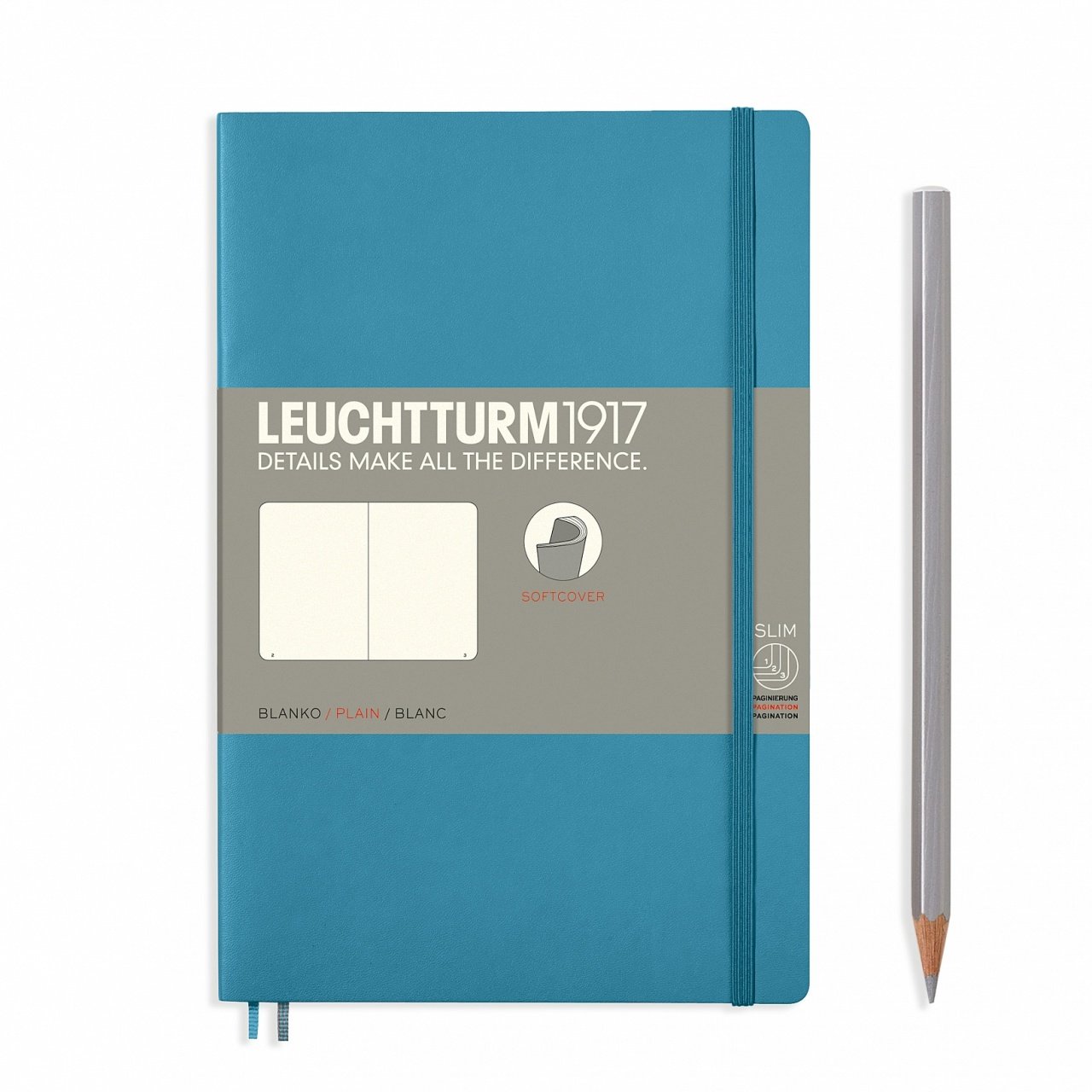 Leuchtturm1917 Not Defteri Çanta Boy (B6+), Yumuşak Kapak, 123 Numaralandırılmış Sayfa, Kuzey Mavi - Düz