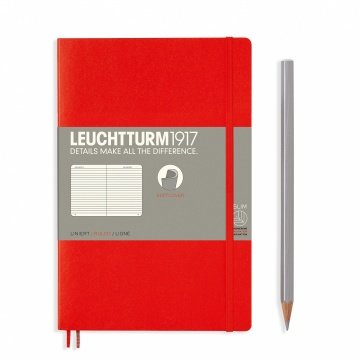 Leuchtturm1917 Not Defteri Çanta Boy (B6+), Yumuşak Kapak, 123 Numaralandırılmış Sayfa, Kırmızı - Çizgili