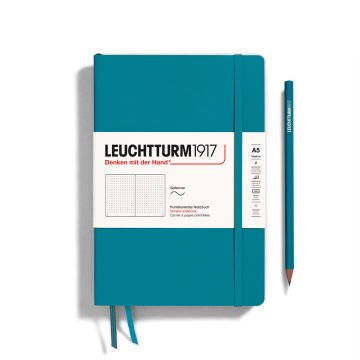 Leuchtturm1917 Not Defteri Orta Boy (A5), Yumuşak Kapak, 121 Numaralandırılmış Sayfa, Okyanus Mavi - Noktalı